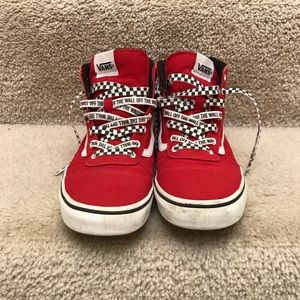 VANS red high tops skate shoes